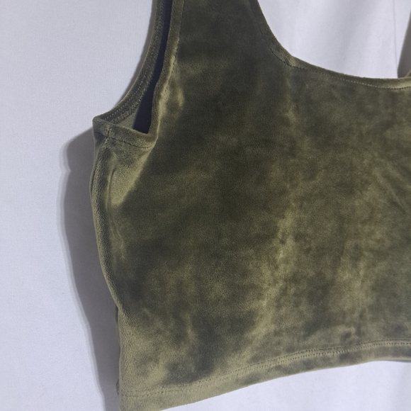 Double‎ Zero Womens Large Green Velour Crop Tank - Picture 3 of 5